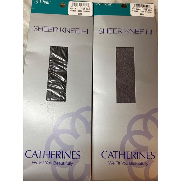 LOT OF 2 Catherines Sheer Knee Hi High Sock 3 Pack Nylon Stocking Size C-D-E - Picture 1 of 4